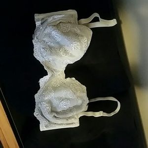 Grey lace bra can be strapless or one shoulder